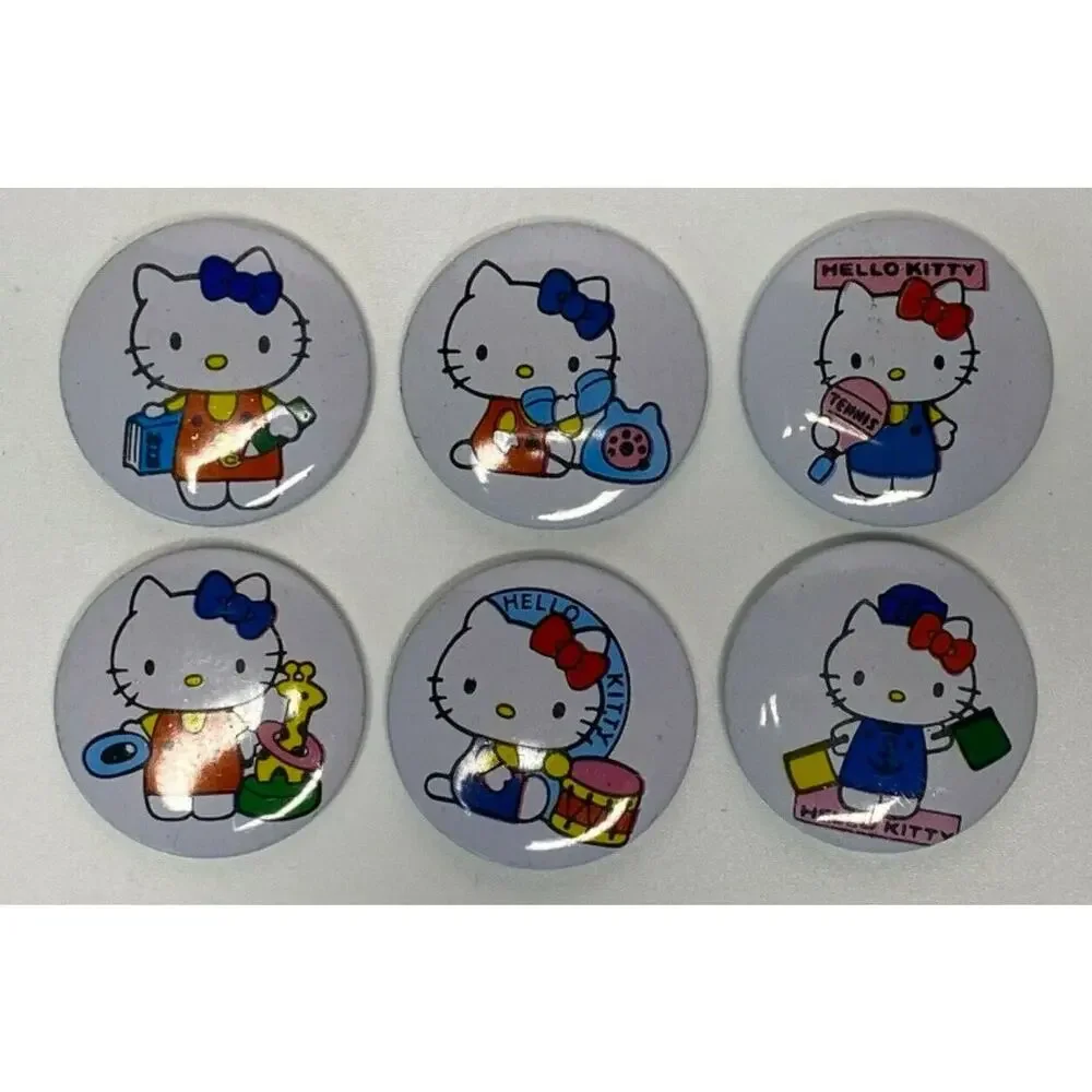 1980's‎ Hello Kitty Pin Buttons Pinback Set of 6 New Old Stock 243
